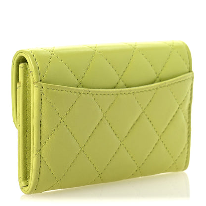Chanel Lambskin Quilted Flap Card Holder Wallet Yellow 3 of 11