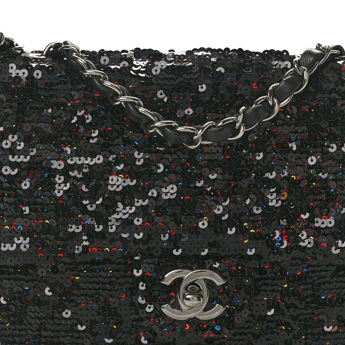 Sequin Small Single Flap Black Multicolor