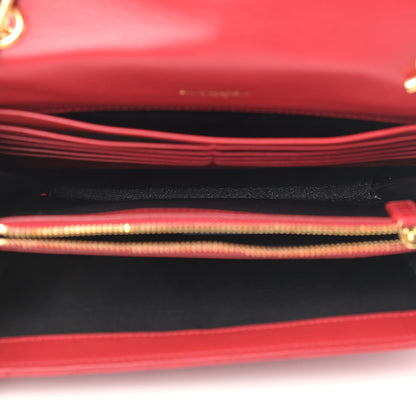 Saint Laurent Lambskin Matelasse Monogram Vicky Chain Wallet Rouge Eros 7 of 12