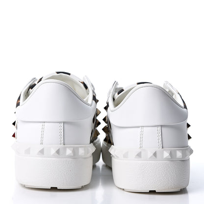 Valentino Garavani Calfskin Leopard Print Rockstud Untitled Open Sneakers 38 White 5 of 10