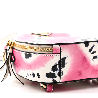 Prada City Calfskin Tie Dye Print Mini Odette Backpack White Pink Black 9 of 10