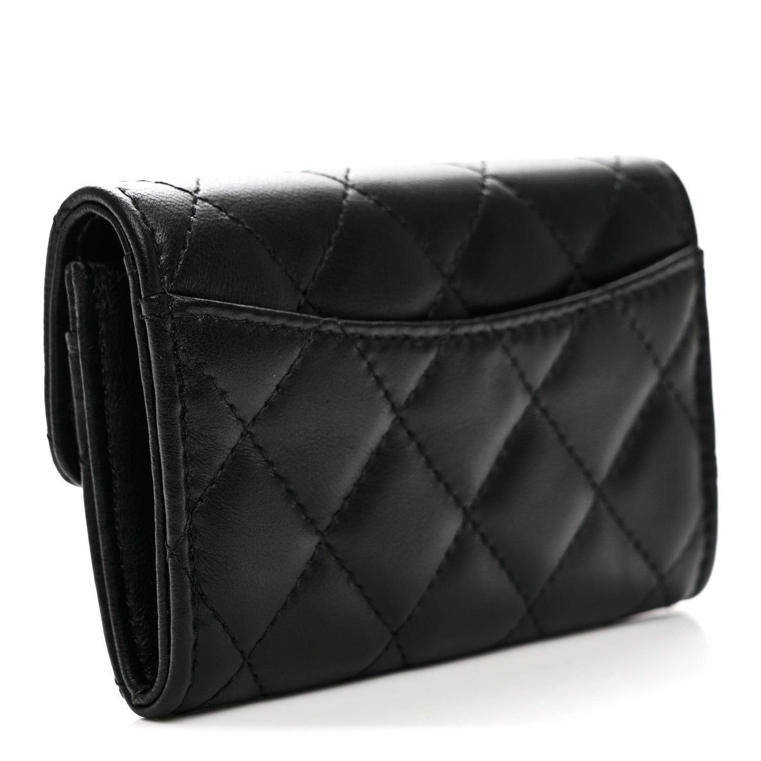 Chanel Lambskin Quilted Lucky Charms Flap Card Holder Wallet Black 3 of 9