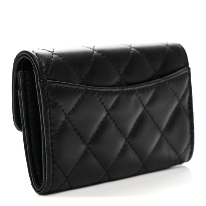 Chanel Lambskin Quilted Lucky Charms Flap Card Holder Wallet Black 3 of 9