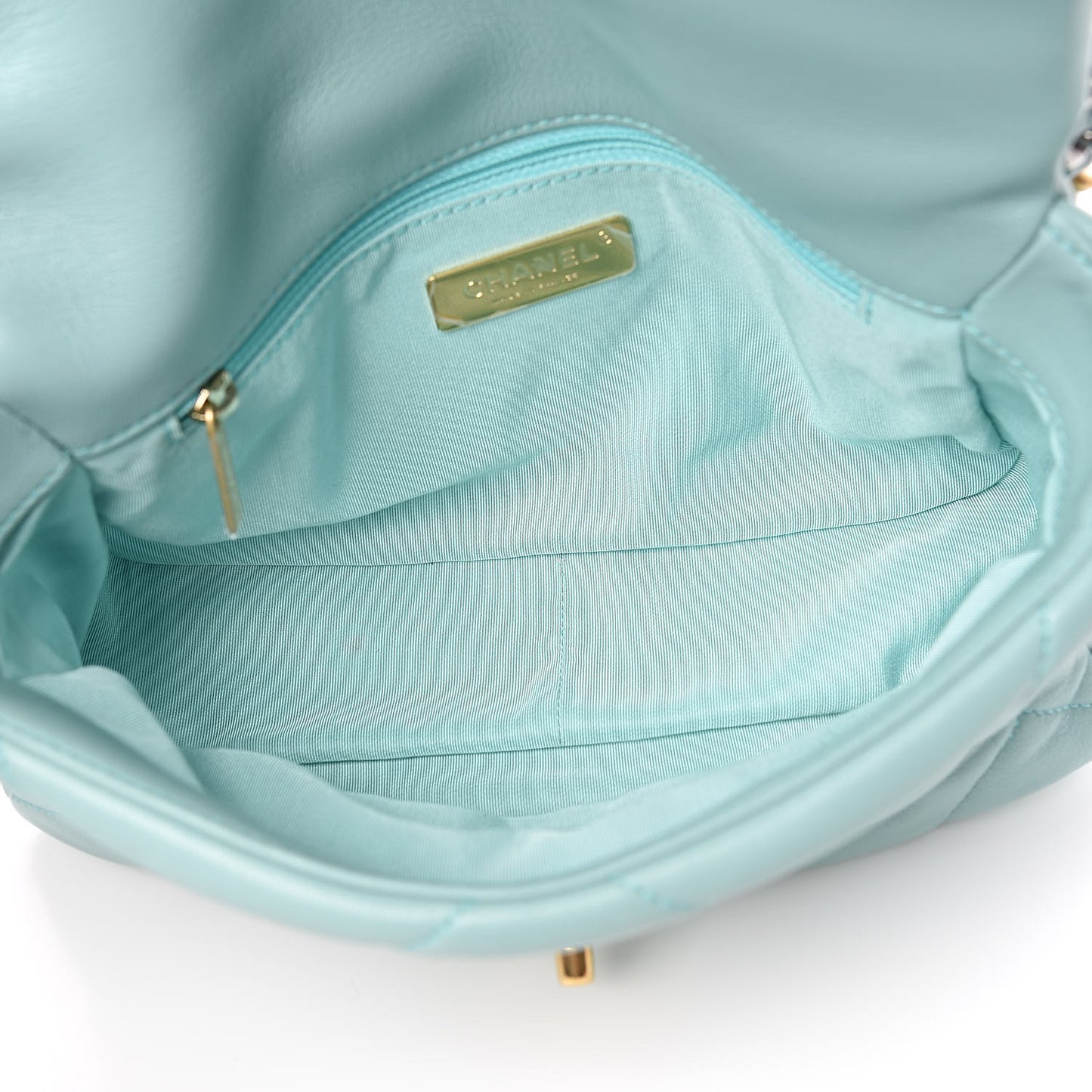 Lambskin Quilted Medium Chanel 19 Flap Light Blue
