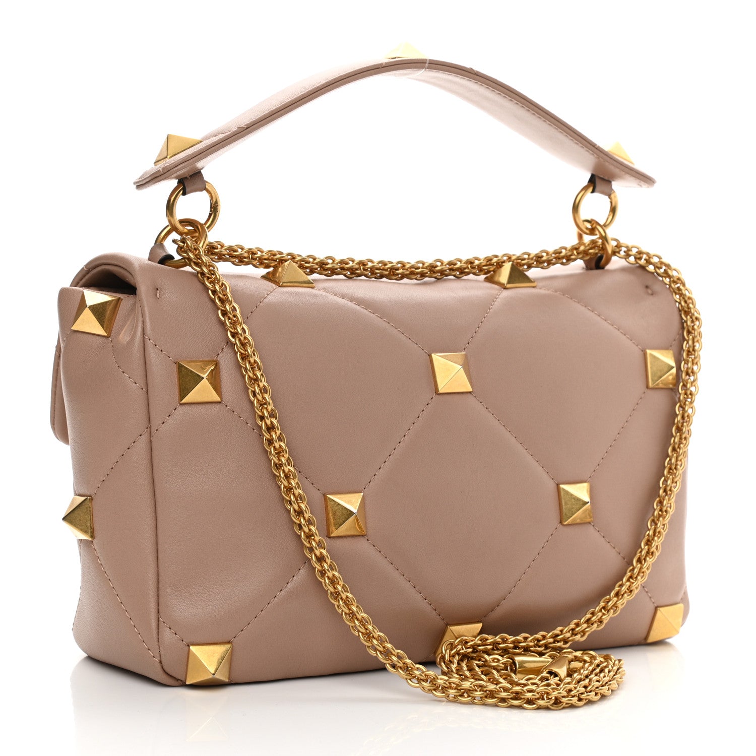 Valentino Garavani Nappa Large Roman Stud Shoulder Bag Rose Cannelle 3 of 11