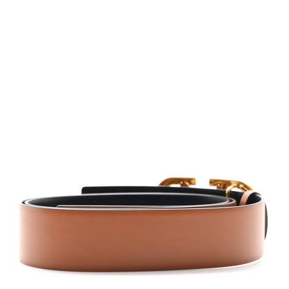 Valentino Garavani Glossy Calfskin VLogo Reversible 40mm Belt 90 36 Saddle Brown Black 2 of 5