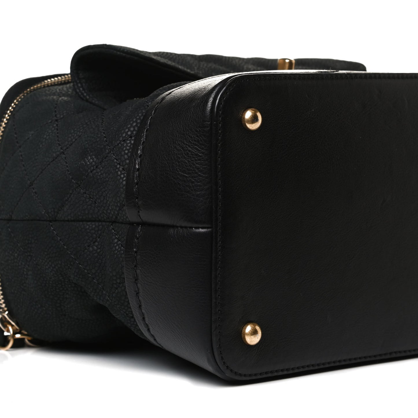Iridescent Grained Calfskin Quilted Globe Trotter Vanity Case Black
