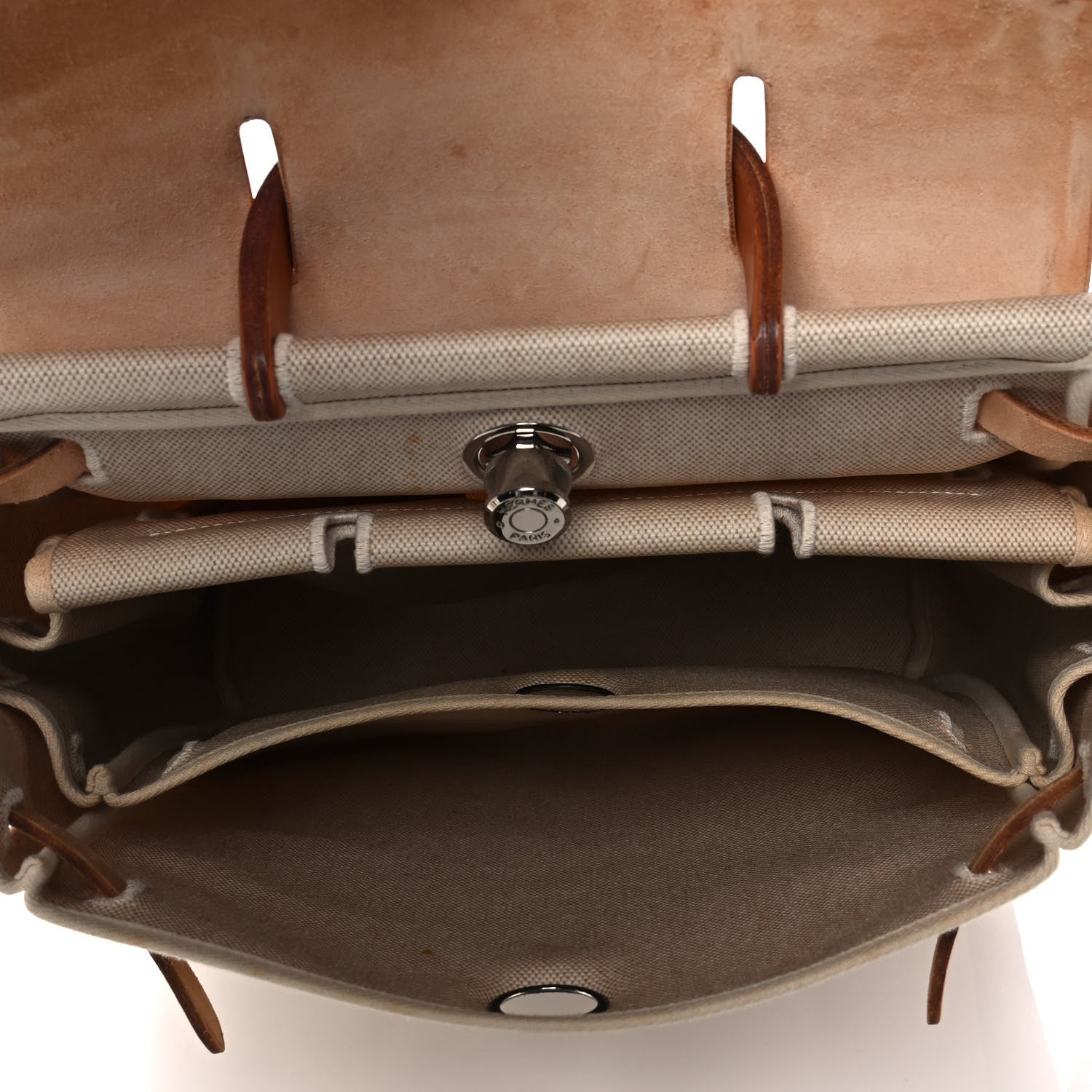 Hermes Toile Vache Calfskin Herbag 30 PM Backpack Natural 5 of 17