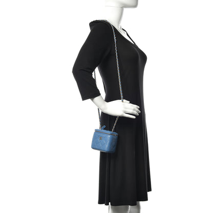 Chanel Caviar Quilted Mini Vanity Case With Chain Blue 2 of 11