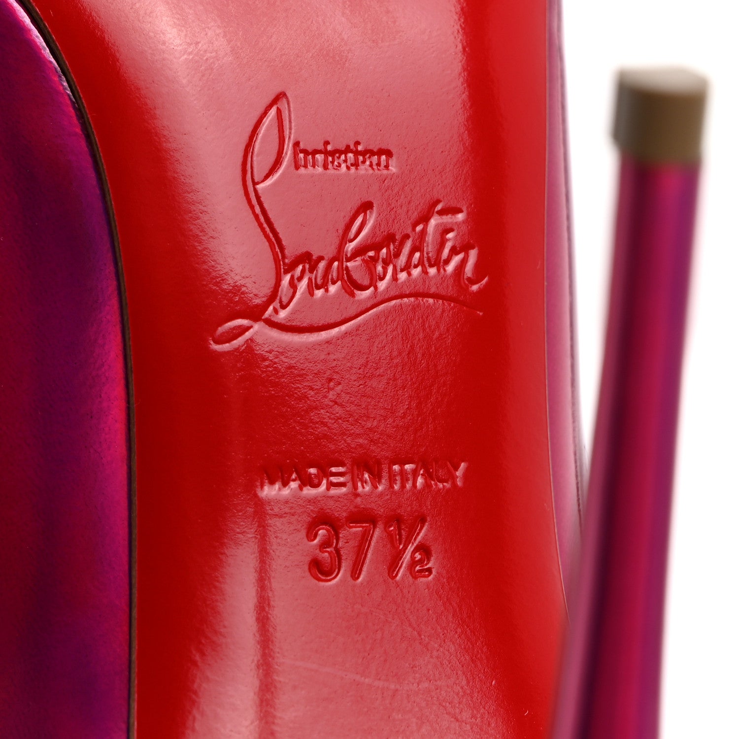 Christian Louboutin Metallic Patent Psychic Hot Chick 100 Pumps 37.5 Fuxia 7 of 8
