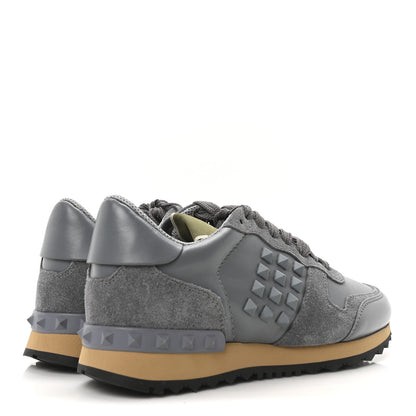 Valentino Garavani Calfskin Suede Rockstud Sneakers 35.5 Grey 10 of 16