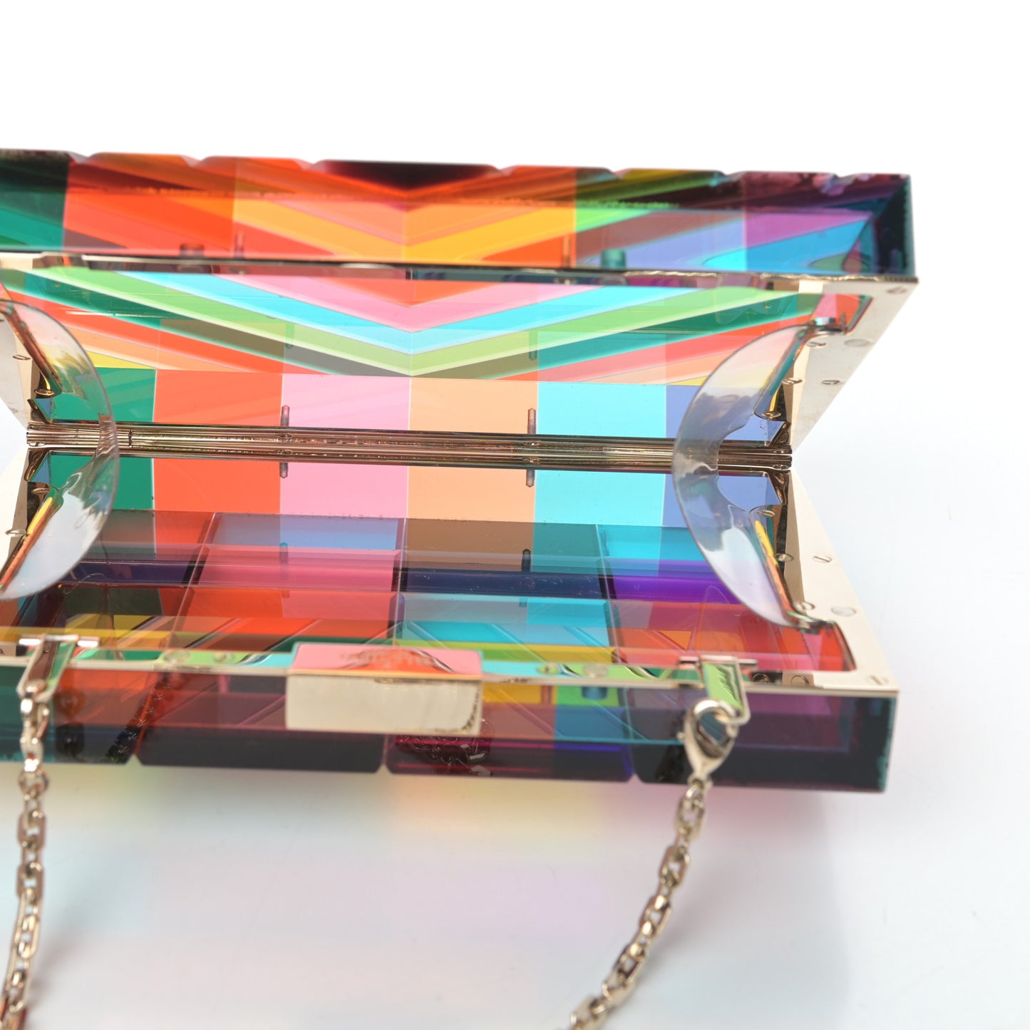 Acrylic 1973 Clutch With Chain Multicolor
