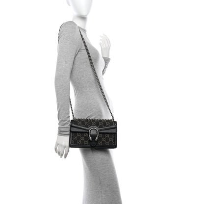 Gucci Jacquard Black Denim GG Monogram Textured Dollar Calfskin Small Dionysus Shoulder Bag Black Ivory 2 of 12