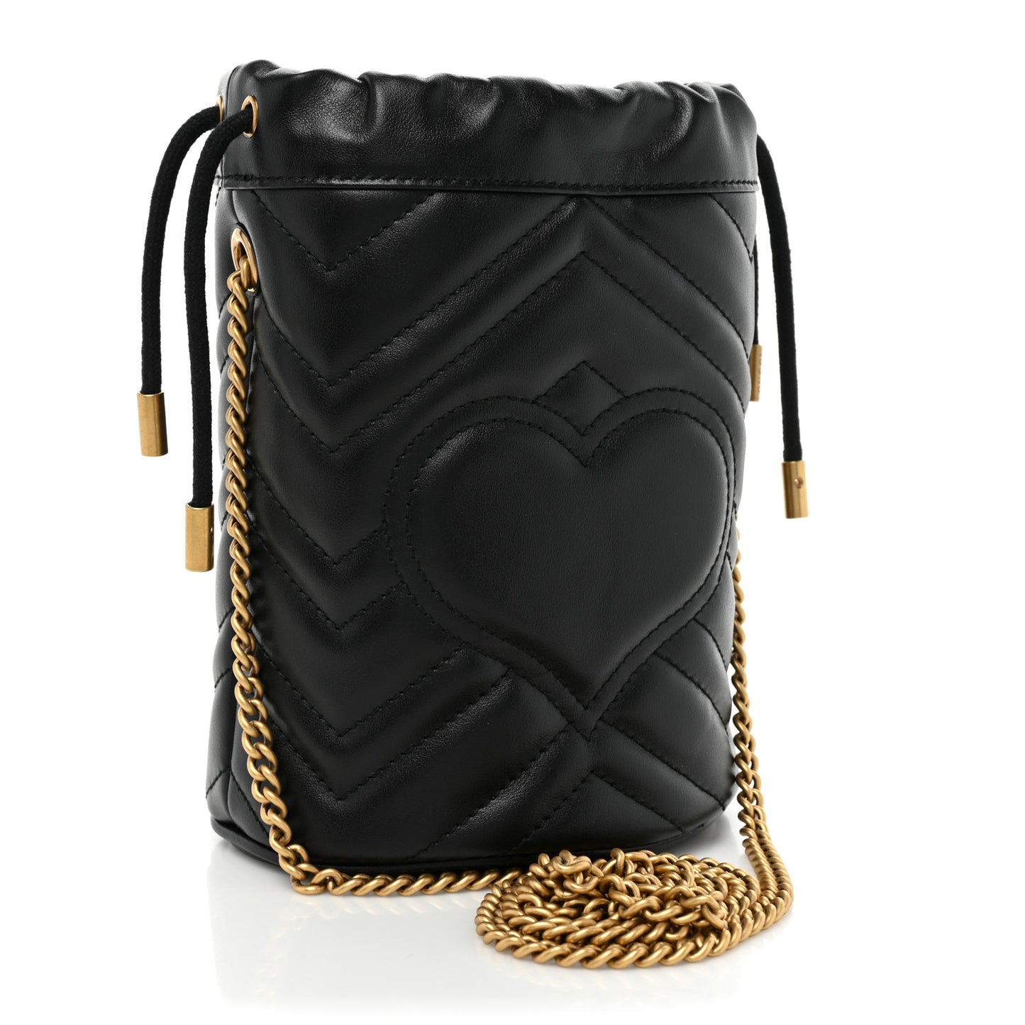 Calfskin Matelasse Mini GG Marmont 2.0 Bucket Bag Black