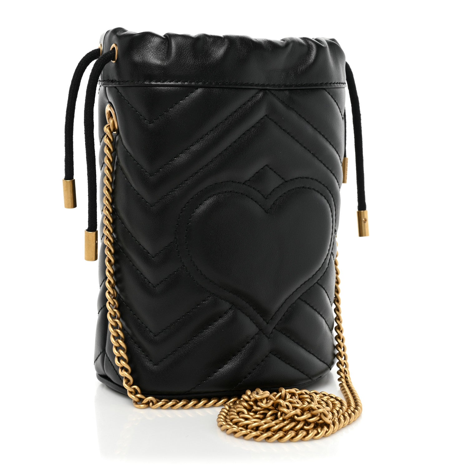Gucci Calfskin Matelasse Mini GG Marmont 2.0 Bucket Bag Black 3 of 10