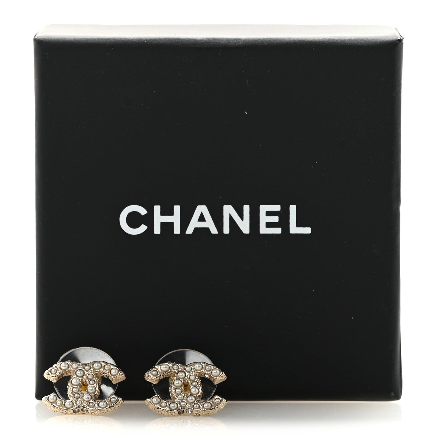 Pearl Crystal CC Earrings Light Gold