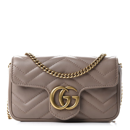 Gucci Calfskin Matelasse Super Mini GG Marmont Shoulder Bag Porcelain Rose 1 of 10
