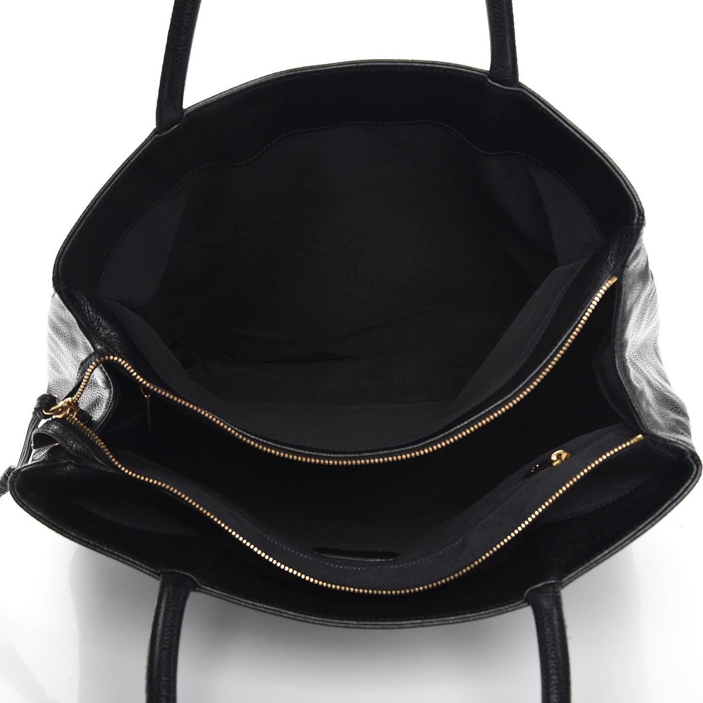 Caviar Quilted Shopping Tote Black