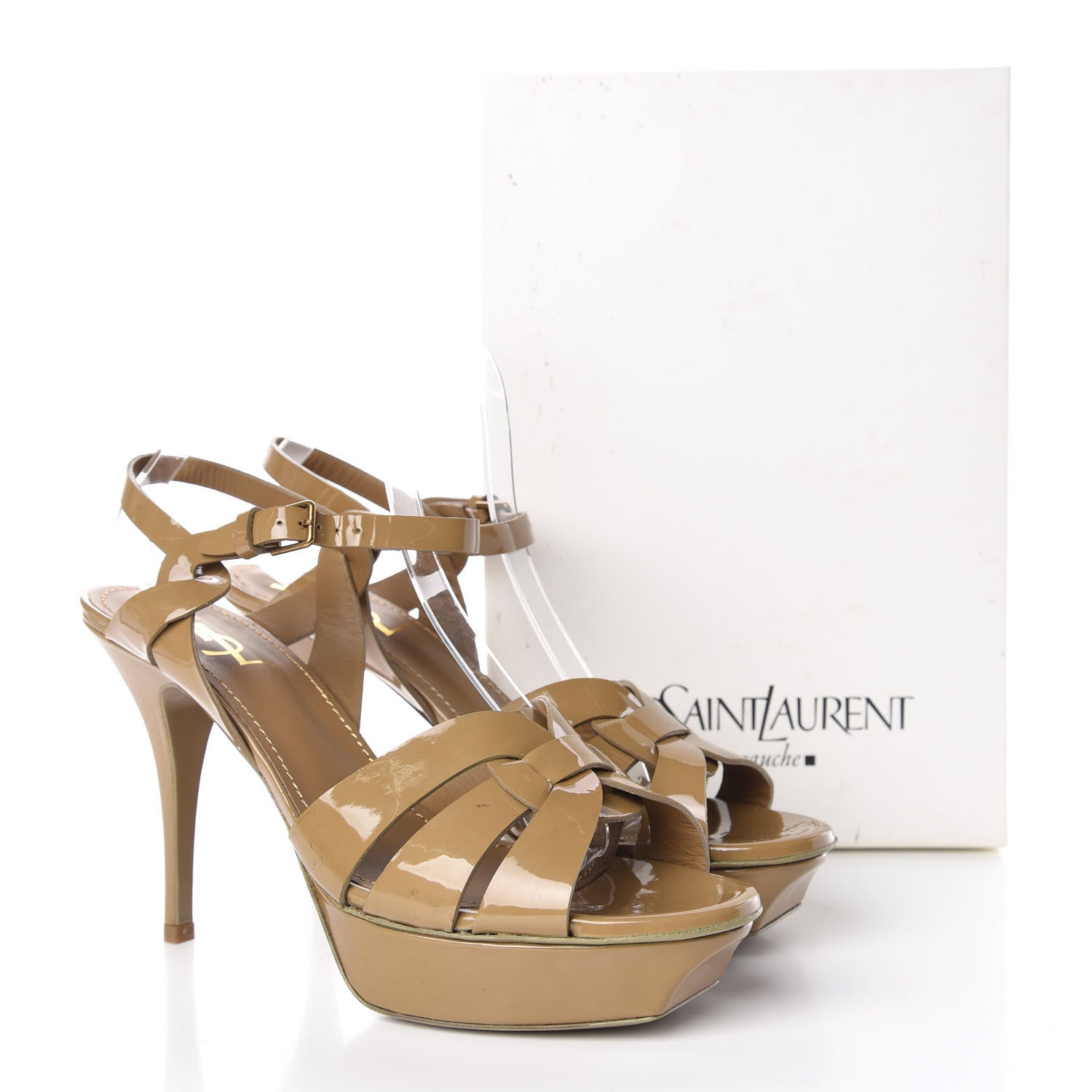 Saint Laurent Patent Tribute 75 Platform Sandals 41 Camel 10 of 10
