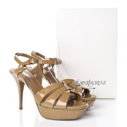 Saint Laurent Patent Tribute 75 Platform Sandals 41 Camel 10 of 10