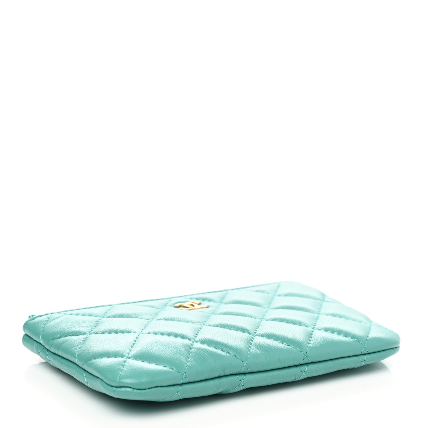Lambskin Quilted Small Cosmetic Case Green