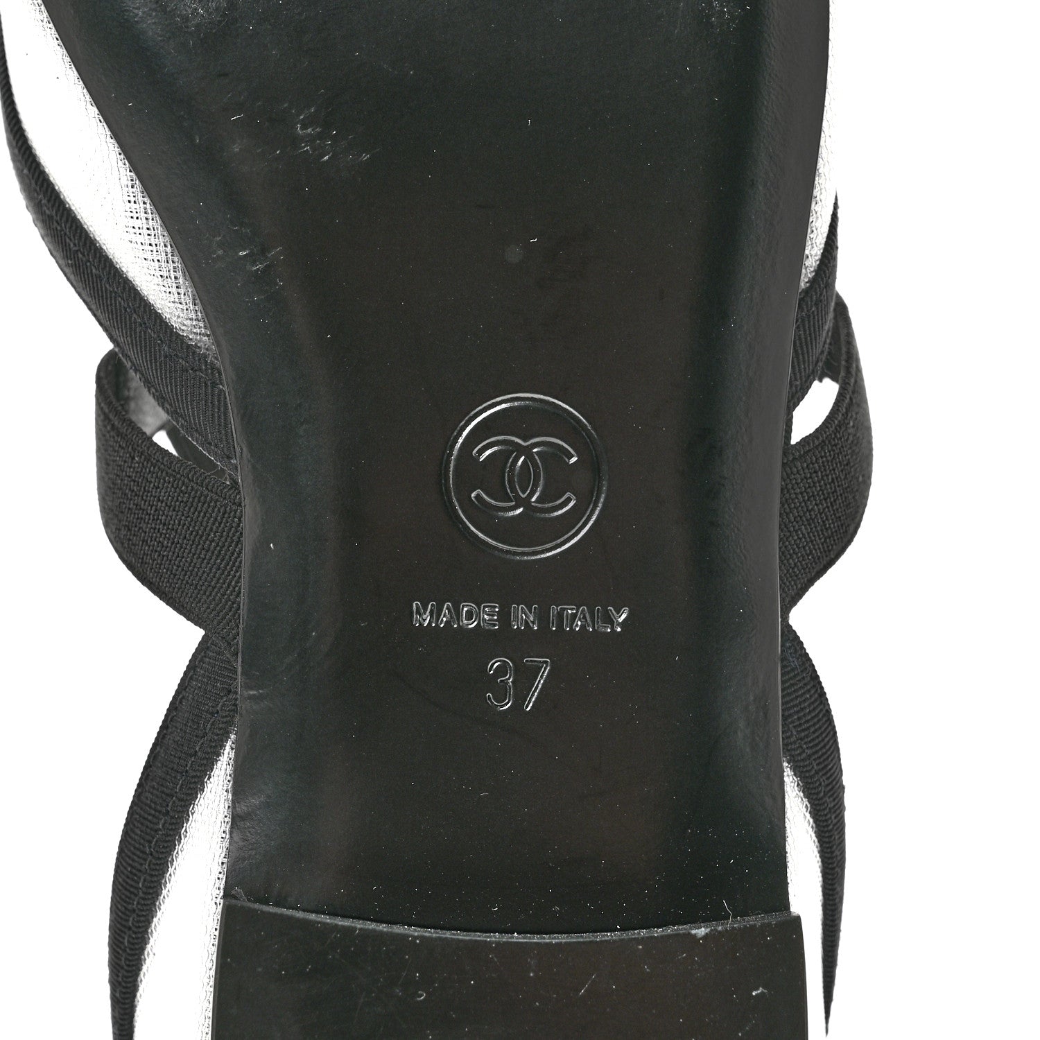 Chanel Mesh Grosgrain Mary Janes Flats 37 White Black 9 of 10