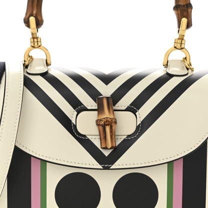 Gucci Calfskin Web Geometric Print Small Bamboo 1947 Top Handle Bag White Multi 9 of 11