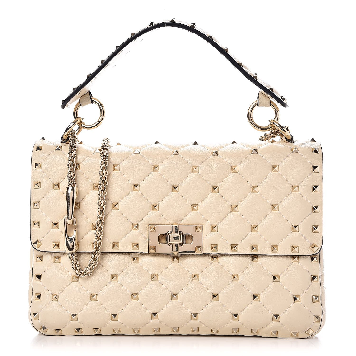 Valentino Garavani Nappa Medium Rockstud Spike Shoulder Bag Light Ivory 1 of 9