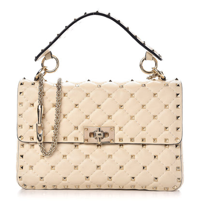 Valentino Garavani Nappa Medium Rockstud Spike Shoulder Bag Light Ivory 1 of 9