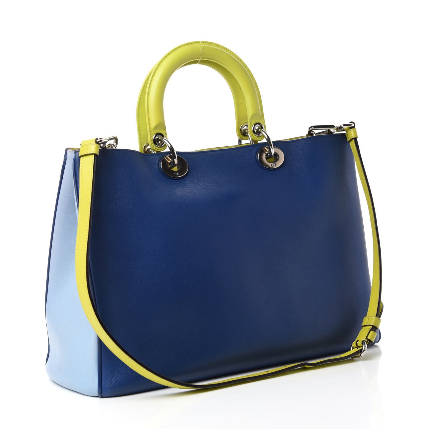 Smooth Calfskin Tri-Color Large Diorissimo Tote Blue Multicolor