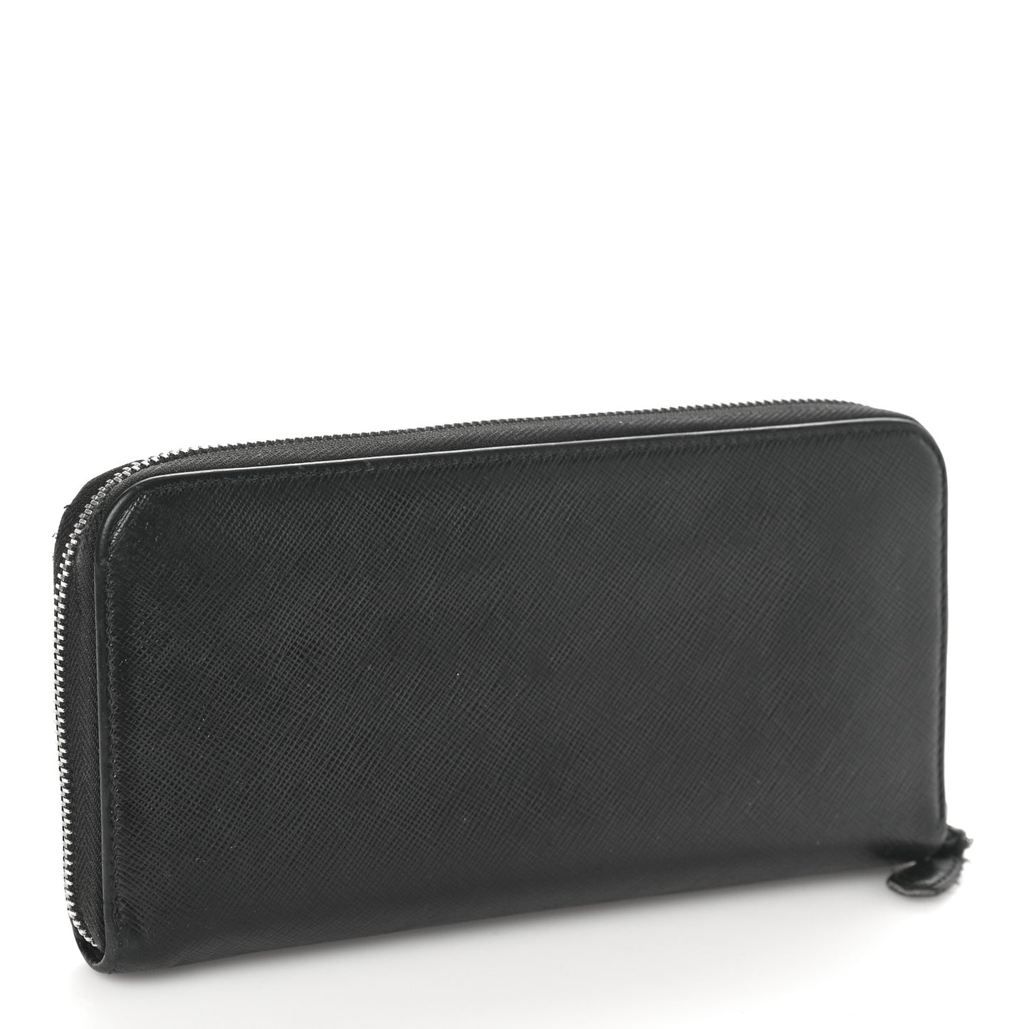 Saffiano Triangle Zip Around Wallet Black