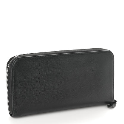 Prada Saffiano Triangle Zip Around Wallet Black 3 of 9