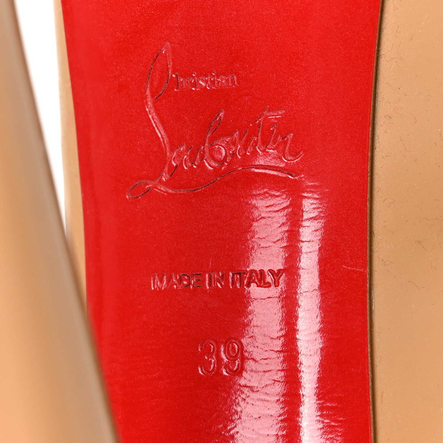 Christian Louboutin Patent Daffodile Peep Toe 160 Pumps 39 Nude 6 of 7