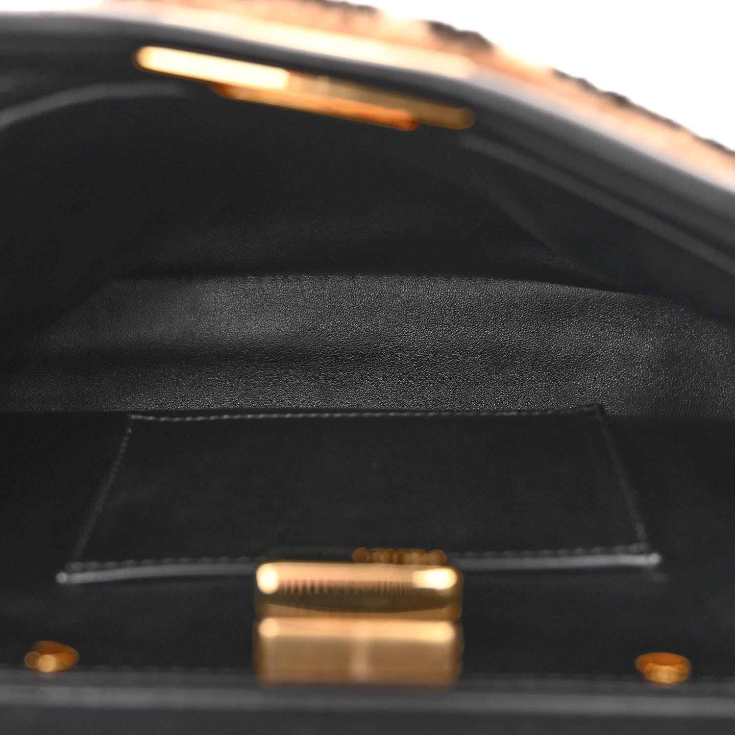 Fendi Shearling Nappa Macro FF 1974 Mini Peekaboo Iconic Satchel Tobacco Black 5 of 10