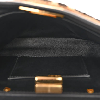 Fendi Shearling Nappa Macro FF 1974 Mini Peekaboo Iconic Satchel Tobacco Black 5 of 10