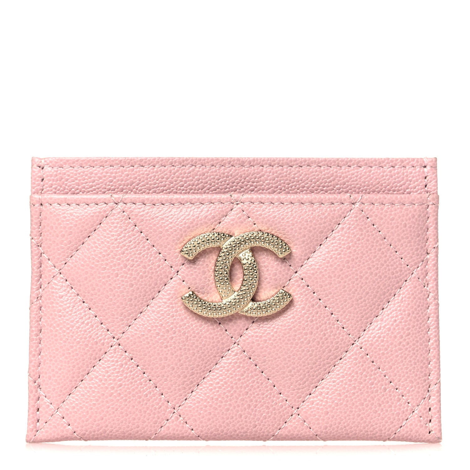Chanel Caviar Quilted Studded CC Card Holder Light Pink 1 of 8