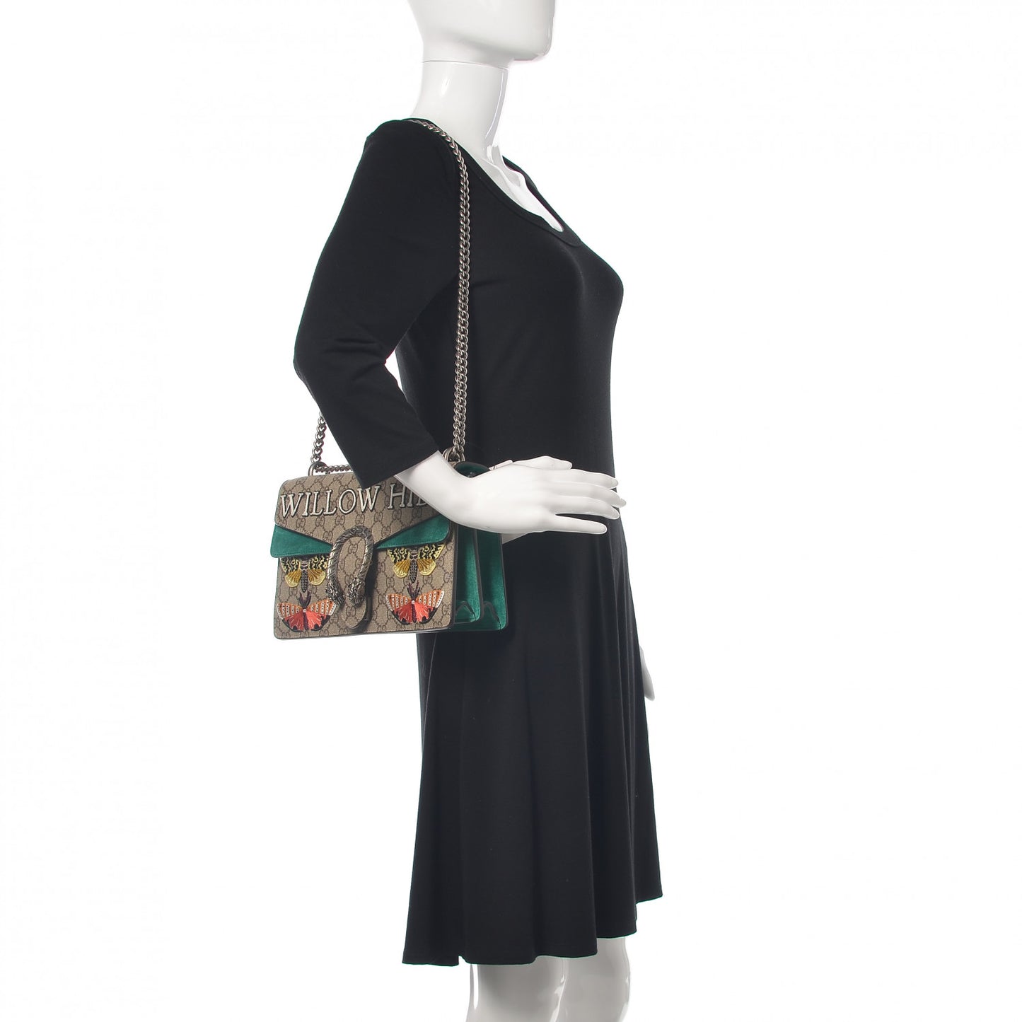GG Supreme Monogram Willow Hill Embroidered Small Dionysus Shoulder Bag Emerald