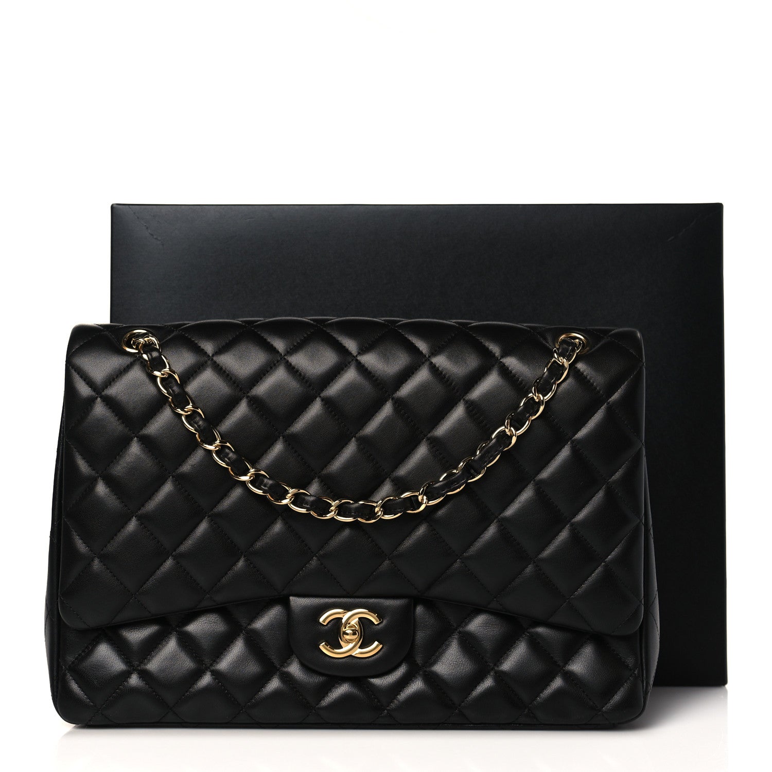 Chanel Lambskin Quilted Maxi Single Flap Black 9 of 9