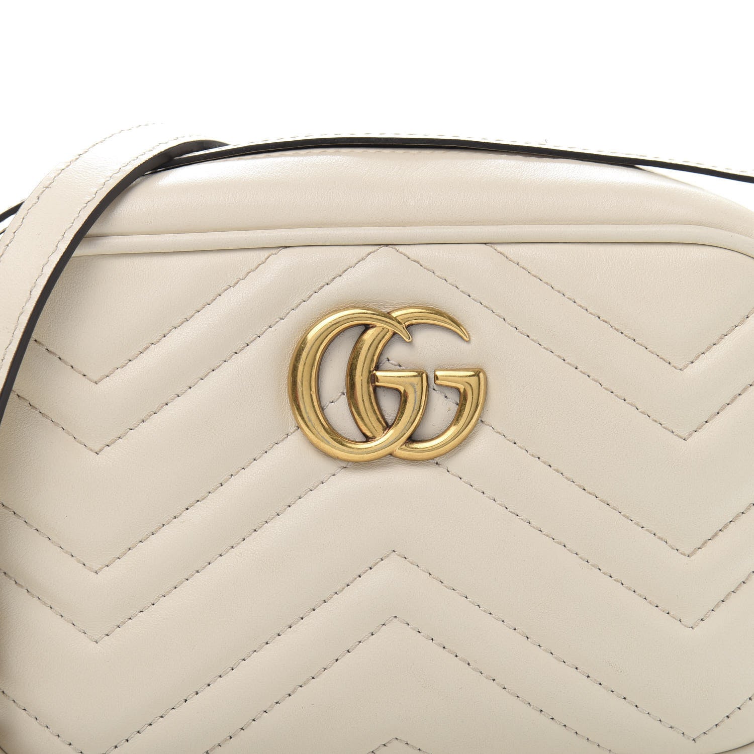 Gucci Calfskin Matelasse Mini GG Marmont Chain Shoulder Bag White 12 of 12