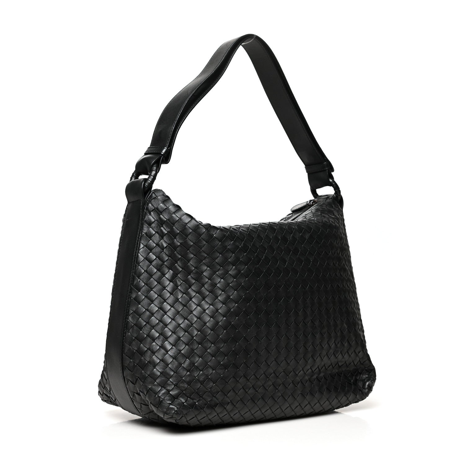 Bottega Veneta Nappa Intrecciato Shoulder Bag Black 2 of 9