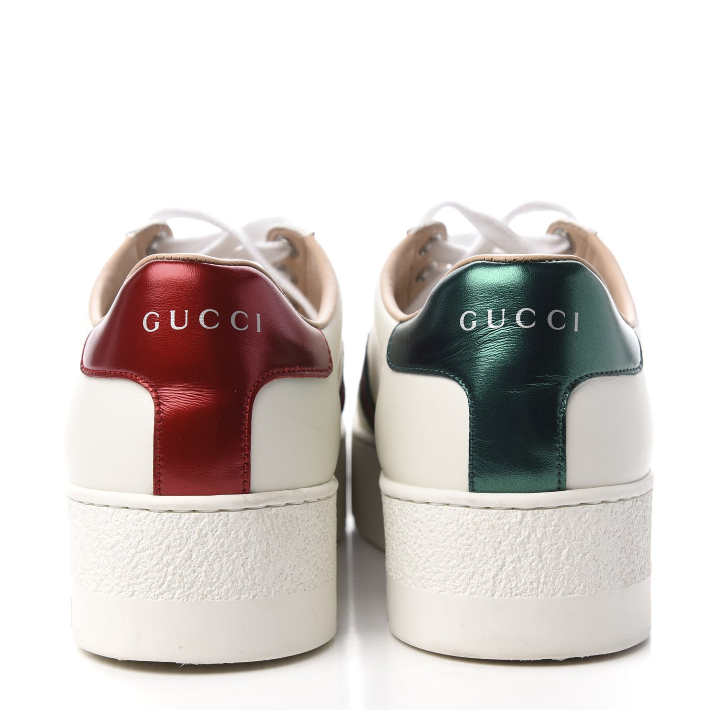 Calfskin Web Bee Embroidered Womens Ace Platform Sneakers 37.5 White