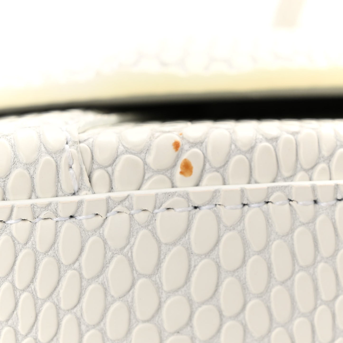 Matte Calfskin Snake Embossed Tonal B Small Hourglass Top Handle Bag Optic White