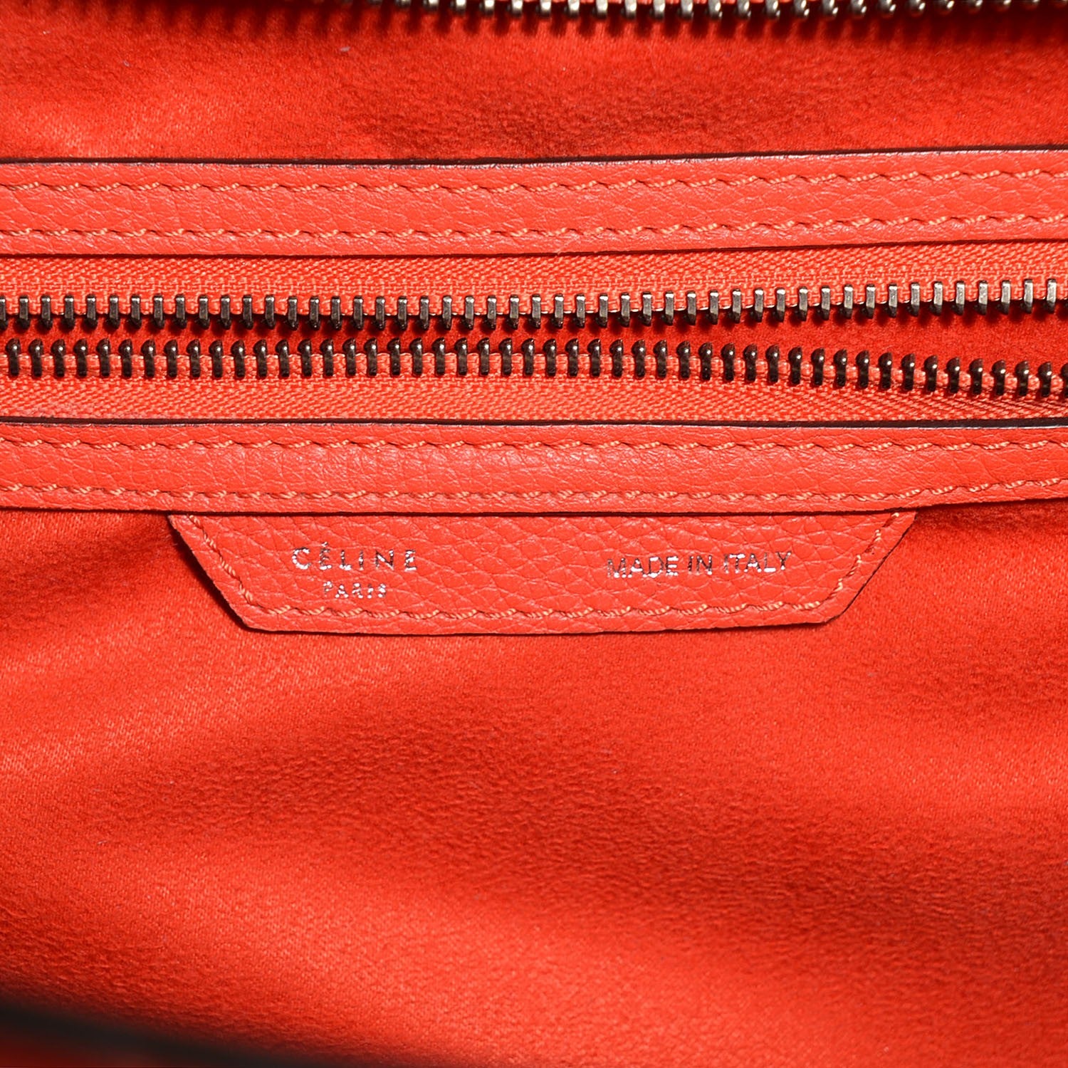 Celine Drummed Calfskin Mini Luggage Vermillion 7 of 8