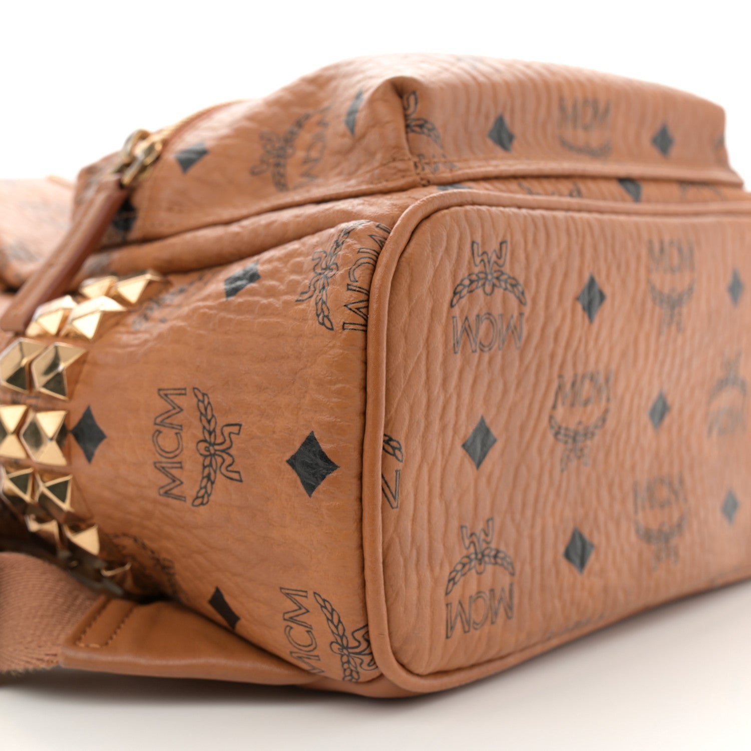 MCM Visetos Side Stud Mini Stark Backpack Cognac 8 of 9