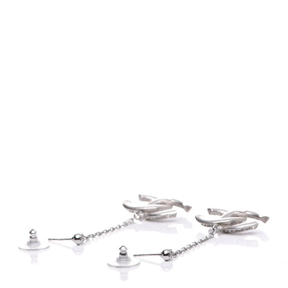Chanel Baguette Crystal CC Drop Earrings Silver 4 of 5