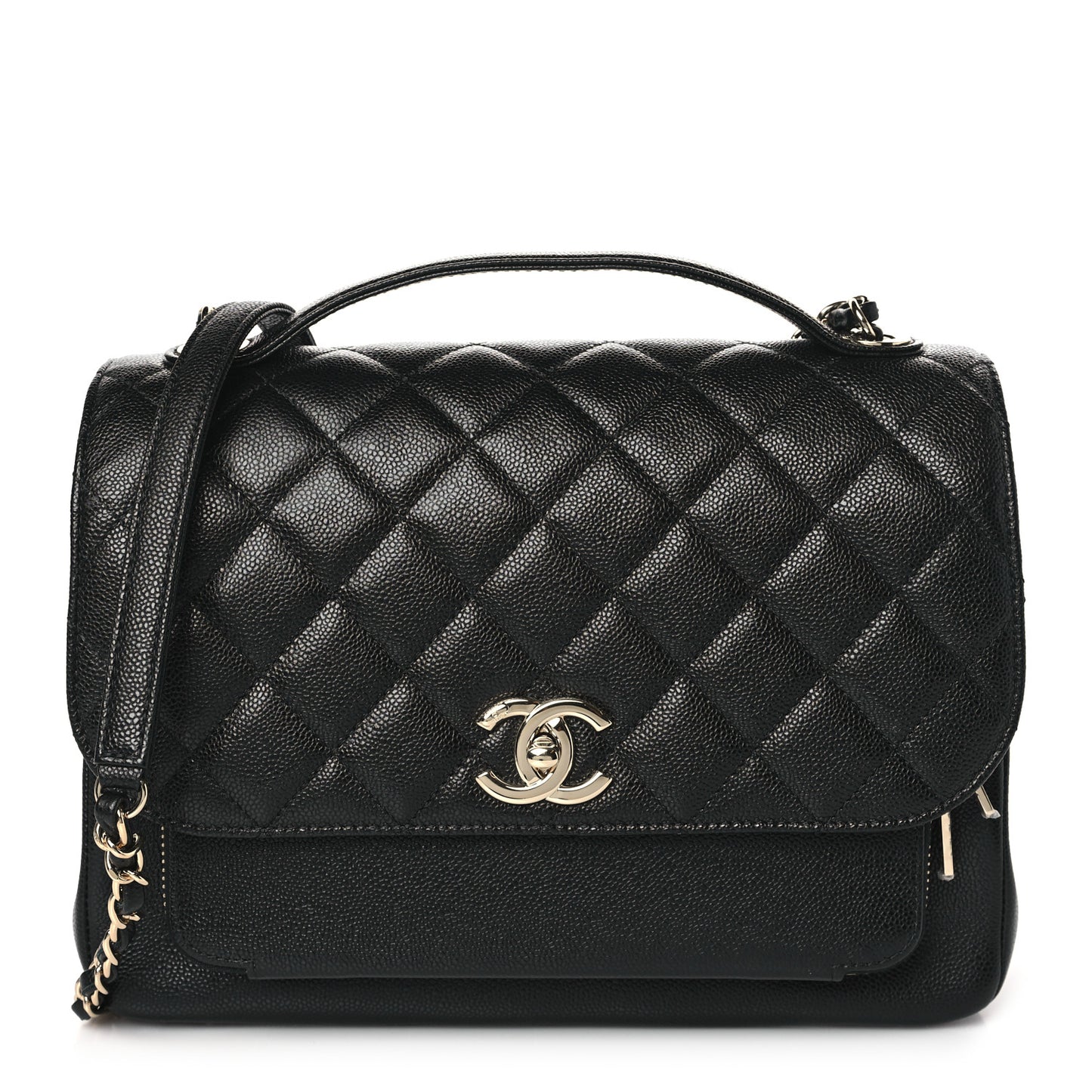 Caviar Quilted Large Business Affinity Flap Black