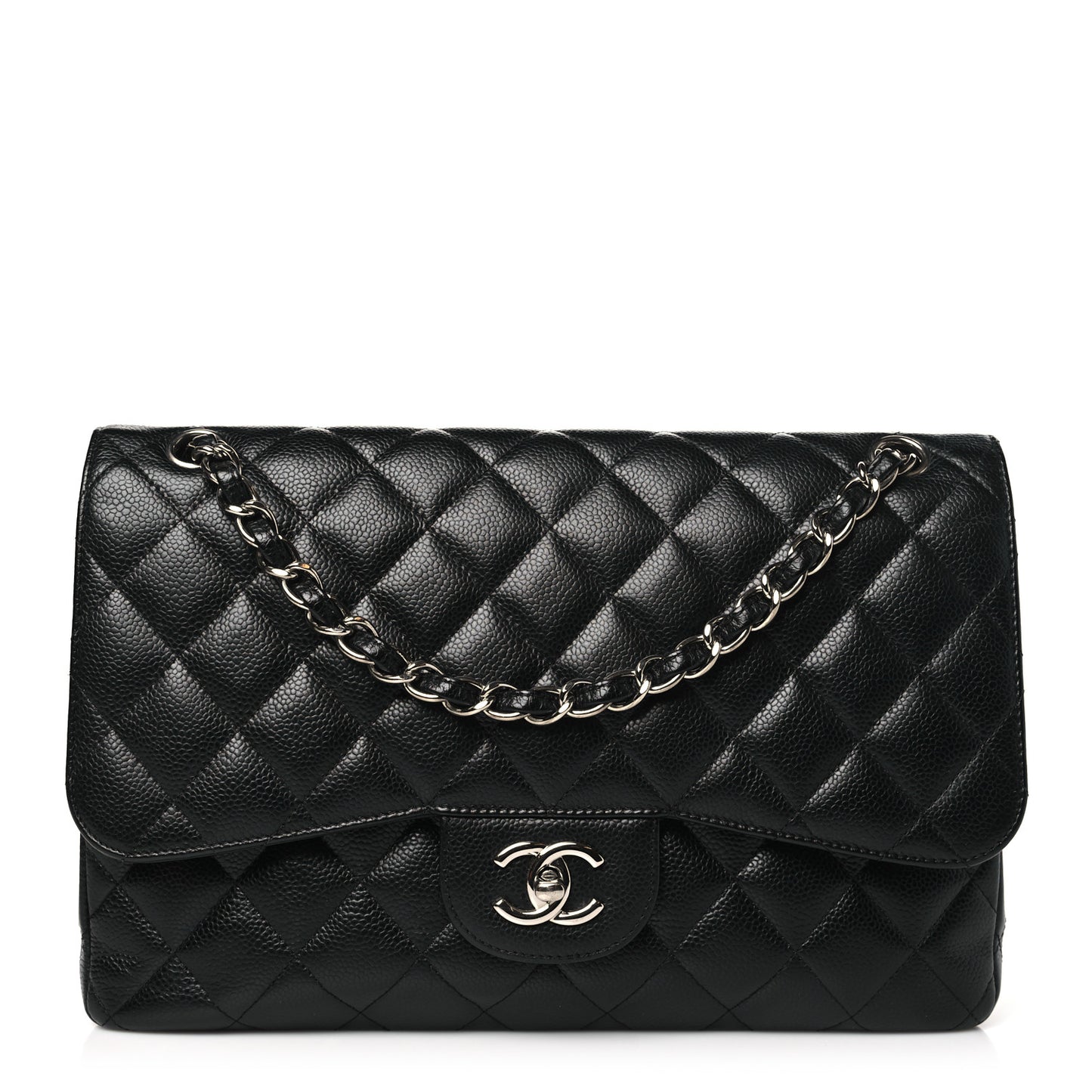 Caviar Quilted Jumbo Double Flap Black