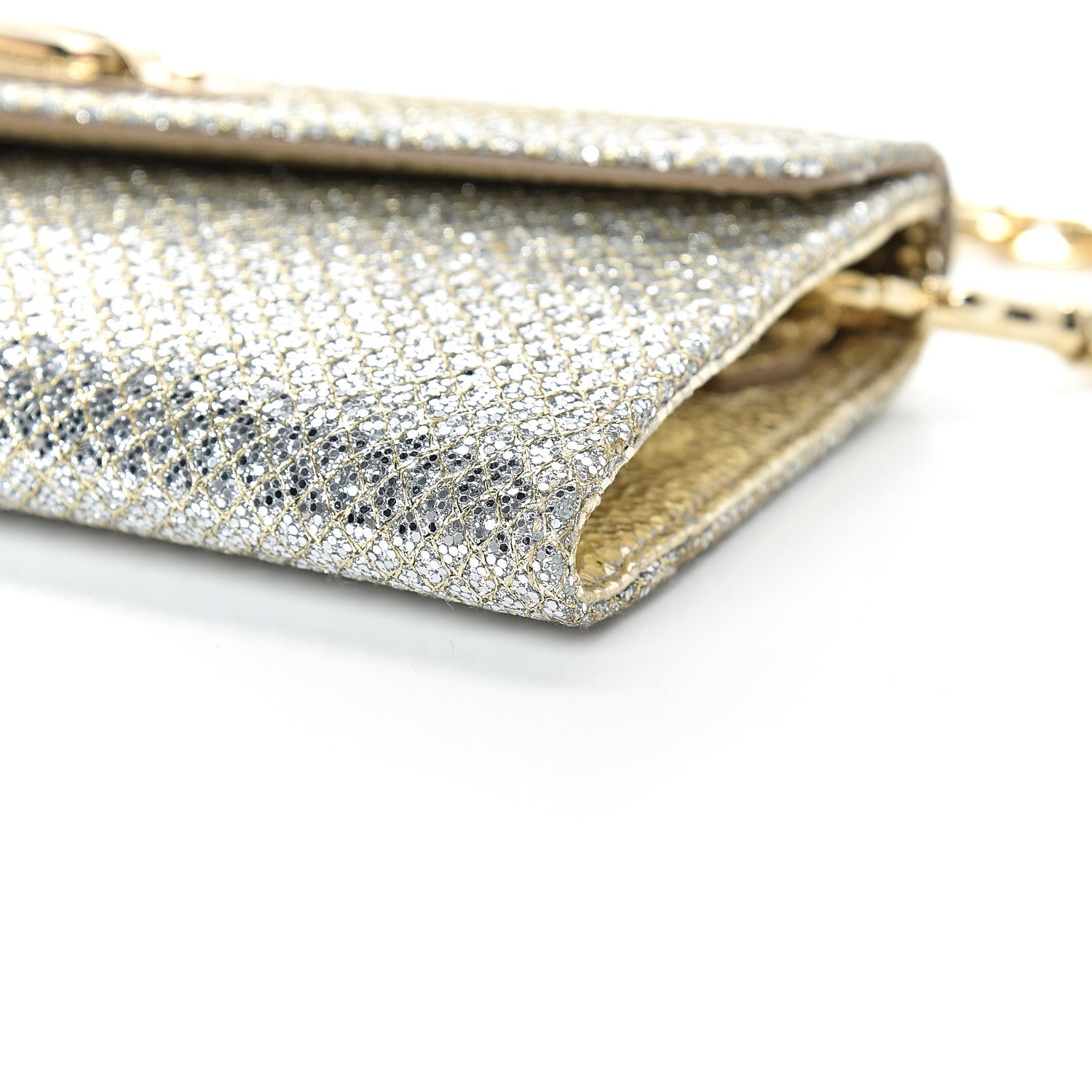 Jimmy Choo Glitter Fabric Large Riane Clutch Champagne 9 of 10