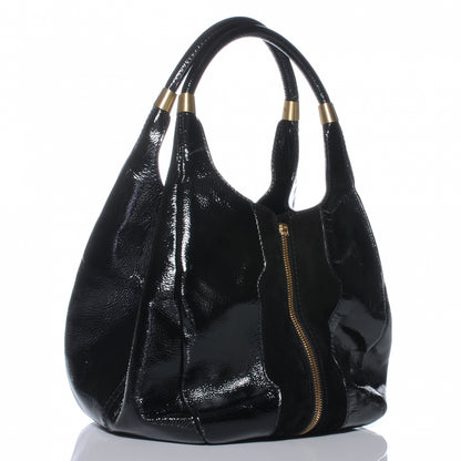 Jimmy Choo Liquid Patent Suede Medium Mandah Shoulder Bag Black 3 of 7