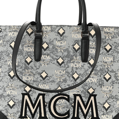 MCM Nappa Jacquard Monogram Large Tote Grey 9 of 13